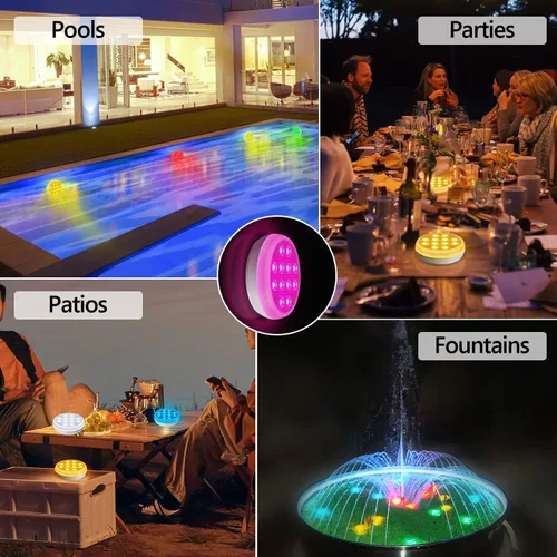 Miniatura 7 de QOLNBY - Luces de piscina recargables, luces LED sumergibles con control remoto, luces subacuáticas impermeables IP68, luz flotante que cambia de 16