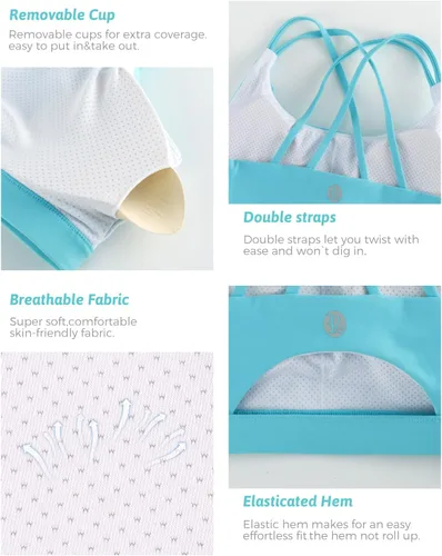 Miniatura 142 de Brasieres deportivos para mujer, con relleno, tipo camiseta sin mangas, sexis, con espalda cruzada, de alto impacto, largos, ideales para practicar