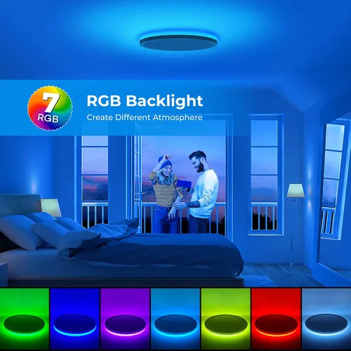 Miniatura 2 de Annaror Lámpara de techo LED RGB de montaje empotrado con control remoto, lámpara de techo de 12 pulgadas con retroiluminación que cambia