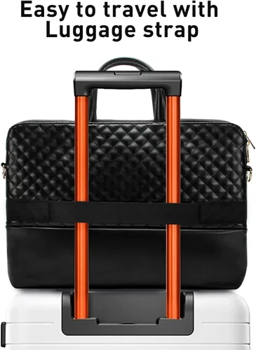 Miniatura 4 de Bolso para portátil de 15.6 pulgadas para mujer - Bolso para computador con funda para laptop, bandolera delgada para trabajo y viajes, de cuero PU