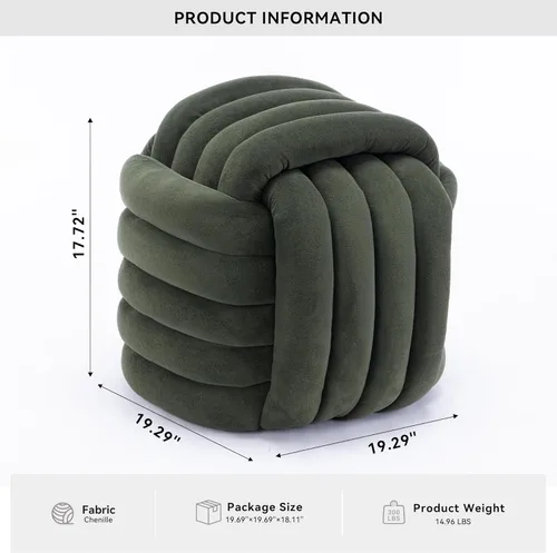 Miniatura 3 de FOXHUNTER Moderno reposapiés otomano, taburete trenzado de felpilla con relleno de esponja, exquisito taburete de puf para mesa auxiliar, taburete