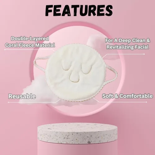 Miniatura 2 de SEDLAV Toalla facial de compresión caliente de doble capa – Toalla facial reutilizable de forro polar coral para limpieza profunda, vaporizador