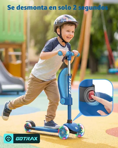 Miniatura 8 de Gotrax KS3 - Patinete para niños, ruedas iluminadas LED, manubrio de altura ajustable y asiento extraíble, cubierta antideslizante inclinada