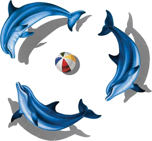 Miniatura 5 de Dolphin Group - Mosaico de porcelana para piscina (30 x 30 pulgadas con sombra)