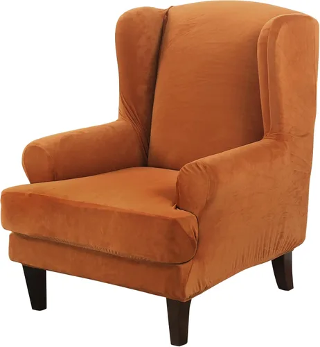 Miniatura 12 de MIFXIN Wingback - Funda para silla, de terciopelo de 2 piezas, elásticas, con funda de cojín, suave, lavable, protector de muebles para sala