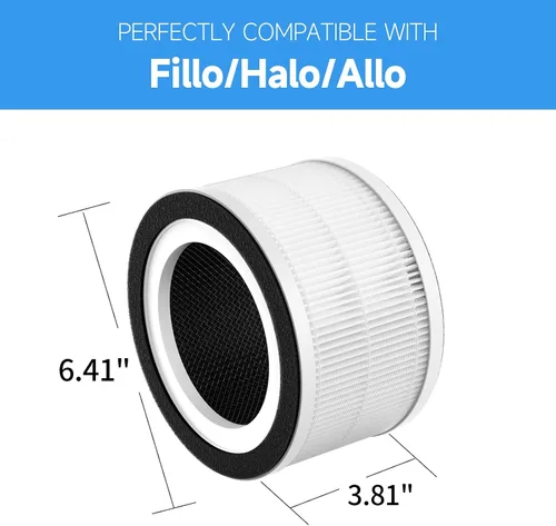 Miniatura 3 de Paquete de 2 filtros de repuesto Fillo/Halo/Allo compatibles con purificador Fillo/Halo/Allo, filtros de filtración 3 en 1