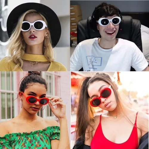 Miniatura 2 de Anteojos de sol con marco ovalado grueso, estilo retro, con lentes redondos.
