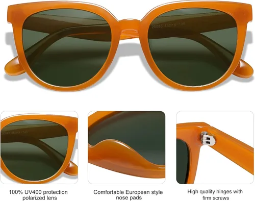 Miniatura 4 de SOJOS Gafas de sol redondas polarizadas para mujer, estilo moderno, protección UV, lentes de sol SJ2175, Varios