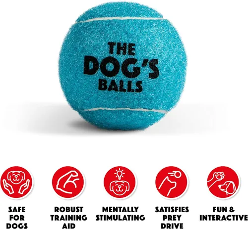 Miniatura 2 de The Dog's Balls Pelotas de tenis para perros para perros, color azul, paquete de 12 pelotas de fieltro no abrasivas, núcleo de goma resistente