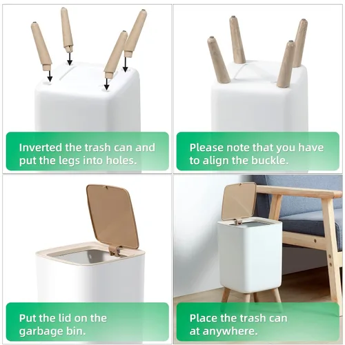 Miniatura 6 de Basurero de baño con tapa, de 2.6 galones, moderno para oficina, cerca del escritorio, para dormitorio, con parte superior a presión, cubo de basura