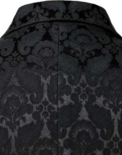 Miniatura 5 de ZEROYAA Chaleco de brocado jacquard de doble botonadura gótico steampunk para hombre, chaleco sin mangas
