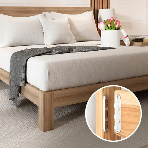 Miniatura 5 de POWERTEC 71425-P2 Soportes de riel de cama montados en superficie, herrajes de fijación de marco de cama con tornillos de montaje, ganchos de riel