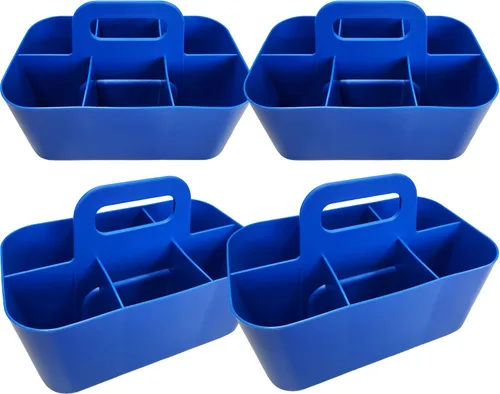 Pequeño organizador de plástico apilable con asa de 6 compartimentos | Escritorio, maquillaje, organizador de dormitorio, organizador de arte para