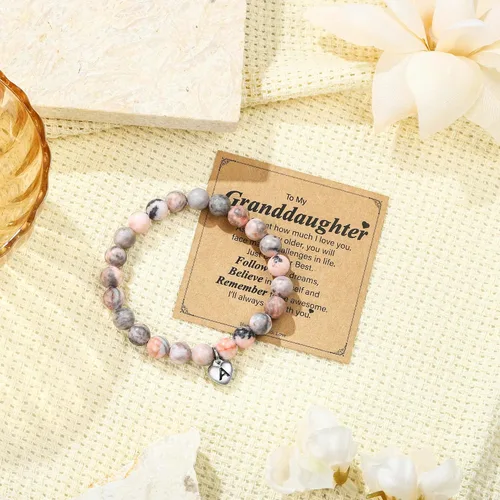 Miniatura 7 de M MOOHAM Christmas Gifts for DaughterGranddaughterDaughter in lawSisterSister in LawFriend - Pink Natural Stone Bracelet for Girls Birthday Gifts