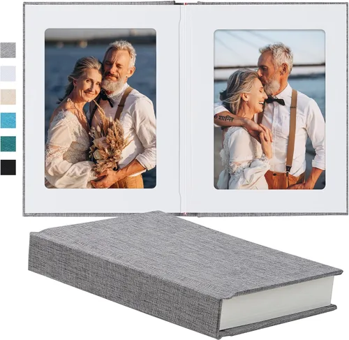 Miniatura 7 de Álbum de fotos Pssoss 5x7 con espacio para escribir, cubierta de lino. Libro de álbum de fotos 5x7. Contiene 30 fotos. Ideal para álbumes de Blanco