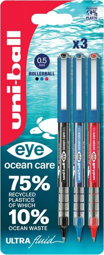uni-ball Eye Ocean Care UB-150ROP - Bolígrafo de punta redonda de 0.020 in para escritura suave, dibujo, arte y colorear, resistente a la