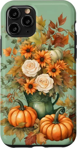 Miniatura 29 de Vintage Autumn Flower Fall Pumpkin Teal Case for iPhone 17