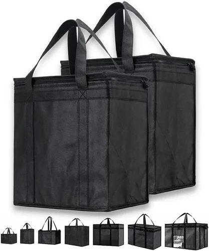 Miniatura 24 de Bolsa de enfriador XXL aislada y calentador de alimentos de NZ home para entrega y compras de comestibles con cremallera superior, color rojo
