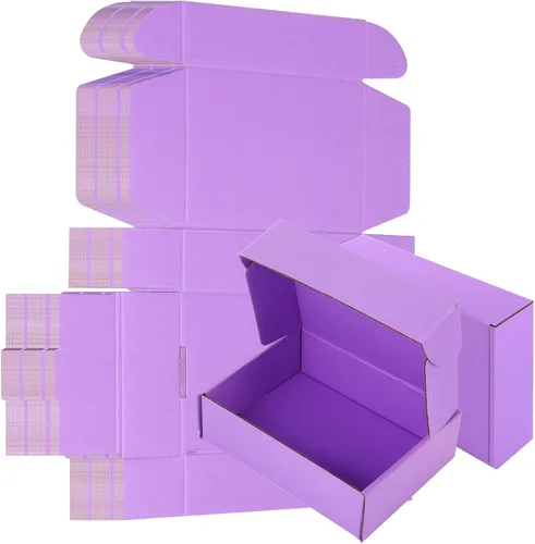 Miniatura 13 de Paquete de 25 Cajas de Envío Pequeñas Moradas de Cartón Corrugado 9x6x3 pulgadas, Caja Corrugada para Embalaje de Pequeños Negocios, Empaque