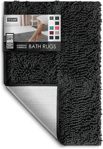 Miniatura 37 de Hearth & Harbor Alfombras de baño, tapete de baño de chenilla - Alfombras de baño lavables a máquina para baño con respaldo antideslizante de goma