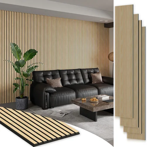 Miniatura 11 de Smartstandard Panel de Pared de Listones de Madera de Muestra, Paneles de Pared de Madera Insonorizados, Paneles de Madera Acústicos para Pared