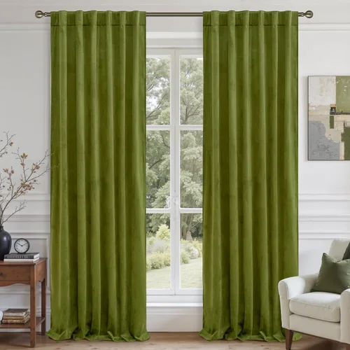 Miniatura 14 de LAMIT - Paneles de terciopelo beige para sala de estar de 72 pulgadas de largo, elegantes cortinas aisladas térmicamente e insonorizadas