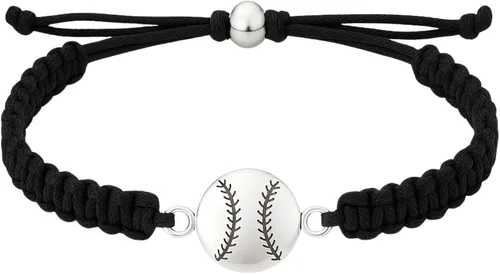 Sportybella - Pulsera de béisbol, joyería de béisbol, pulsera de béisbol trenzada ajustable, regalos de béisbol, accesorios de béisbol