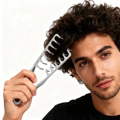 Miniatura 4 de 2 paquetes de peine con textura, herramienta de peinado voluminizador de dientes anchos y finos, cepillo de pelo esponjoso antiencrespamiento