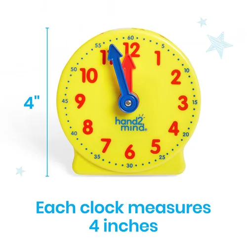 Miniatura 4 de hand2mind Juego de mini reloj con engranaje para el aula, decir la hora, relojes de enseñanza, aprender a decir la hora para niños, reloj analógico
