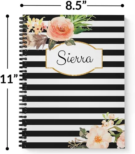 Miniatura 3 de Cuaderno/diario personalizado floral clásico, tapa suave laminada, 120 páginas de su papel seleccionado, coloque espiral plana de alambre.