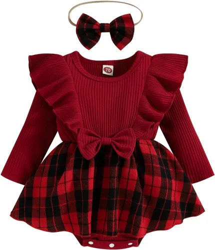 Miniatura 8 de Mameluco de Navidad para niñas recién nacidas, falda de malla de terciopelo rojo, traje de primera Navidad, regalo de Navidad