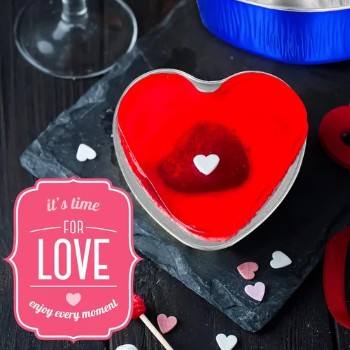 Miniatura 7 de Honeydak 100 juegos de moldes para hornear con forma de corazón, mini molde de aluminio de 3.4 onzas, lata desechable para cupcakes con tapas