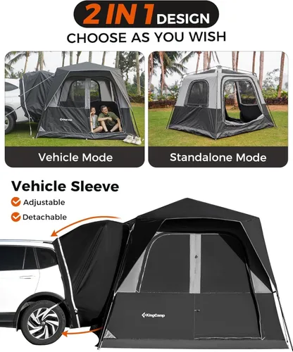 Miniatura 7 de KingCamp SUV Tent, Instant 6-8 Person Waterproof & Windproof Tailgate Car Camping Tent with Movie Screen for Family Camping & Outdoor Adventures