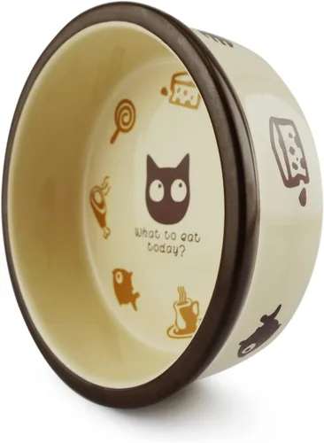 Miniatura 7 de TTCAT Cuenco de cerámica para gatos, bonito patrón de dibujos animados, cuenco básico, platos pequeños de alimentación de mascotas para gatos, Tazón
