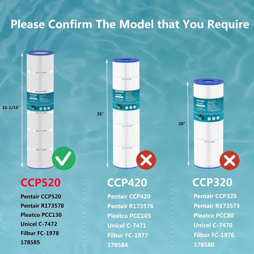 Miniatura 2 de Cartuchos de filtro de piscina CCP520 de repuesto para PCC130, PCC130-PAK4, R173578, 178585, Clean and Clear Plus 520, C-7472, FC-1978, FC-6475
