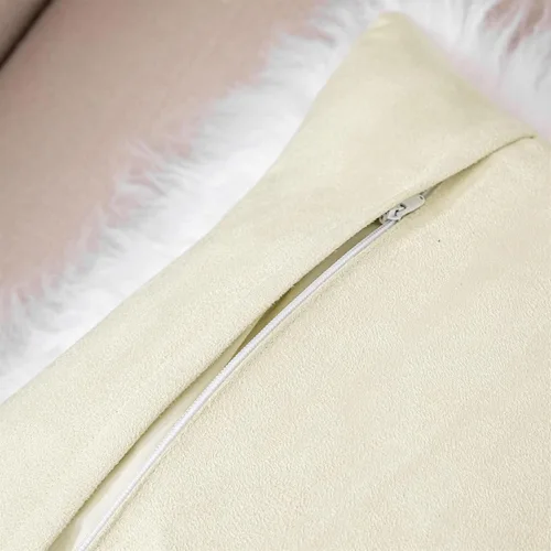 Miniatura 4 de Funda de almohada de piel de cordero mongol para decorar suave y esponjosa para sala de estar, accesorios de coche, 45 cm (18" x 18") Blanco
