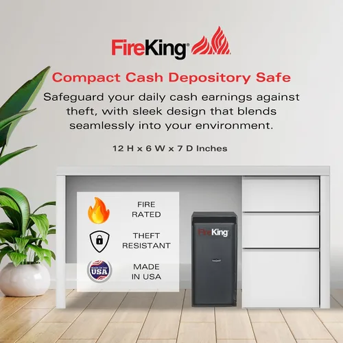 Miniatura 2 de FireKing Mini caja fuerte con cerradura de nariz única, caja de seguridad para el hogar, resistente al fuego, compacta segura para objetos de valor