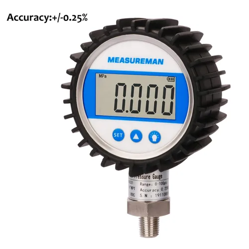 Miniatura 2 de MEASUREMAN Tamaño del dial de 3-1/8", medidor de presión digital, 0-100psi/bar/Mpa/Kpa, montaje inferior NPT de 1/4", precisión del 0.25%