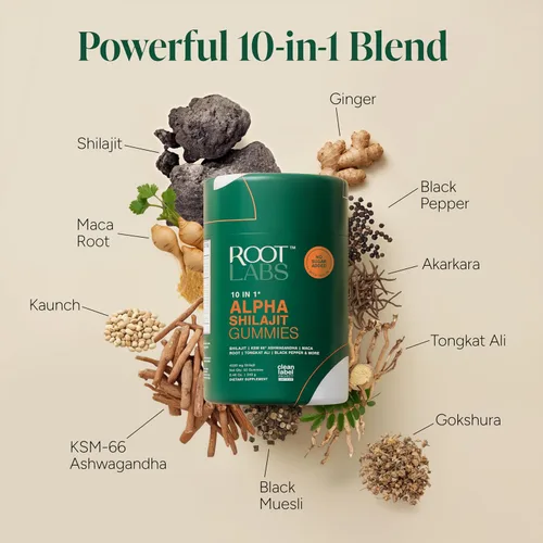 Miniatura 3 de ROOT LABS Gomitas Alpha Shilajit 10 en 1 4000 mg de Shilajit puro del Himalaya con Tongkat Ali y raíz de maca Shilajit para hombres y mujeres