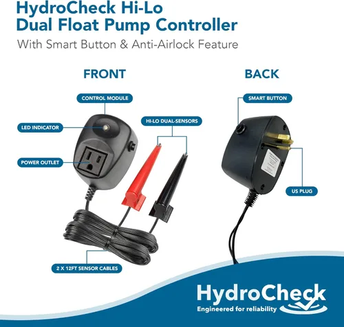 Miniatura 2 de Interruptor de flotador de bomba de sumidero HC6000v2: sensores Hi-Lo, alarmas incorporadas Versátil, sin limpieza y sin piezas móviles, evita
