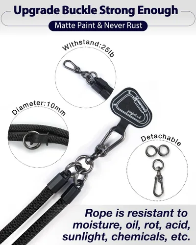 Miniatura 3 de Cordón para teléfono celular ×1, Pestaña de sujeción ×2, Correa de teléfono ajustable universal, Cruzada, Cordón para el cuello, Correa de cuerda