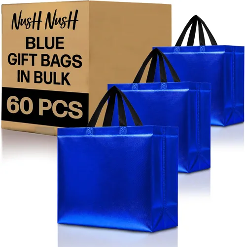 Miniatura 41 de Nush Nush Bolsas de regalo de color azul aguamarina de gran tamaño – Juego de 30 bolsas de regalo azul claro brillante con asas a granel – Bolsa