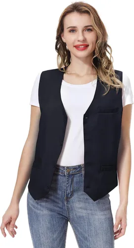 Miniatura 3 de TOPTIE Chaleco unisex con botones para uniforme de trabajo