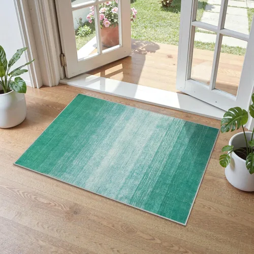 Miniatura 27 de Wonnitar Alfombra rosa lavable de 2 x 6 pies, moderna alfombra de pasillo de baño en degradé, contemporáneo, antideslizante, alfombra degradada