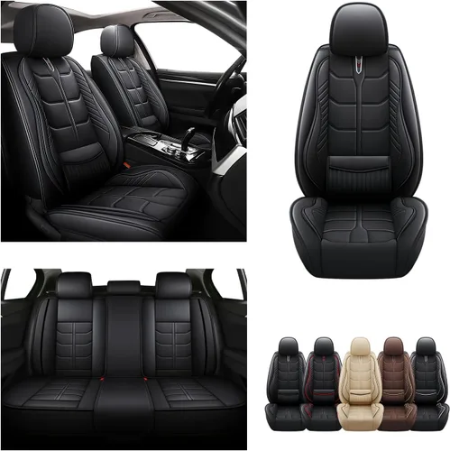 Miniatura 2 de URINOVET Funda de asiento de coche para Nissan Pathfinder 2000-2023, funda de asiento delantero y trasero de 5 plazas, fundas de asiento de cuero