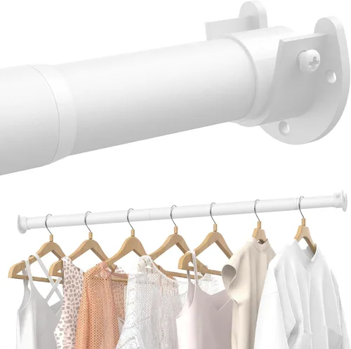 Miniatura 10 de Supforce Barras de armario para colgar ropa, de 17 a 69 pulgadas ajustables sin escalones, barra de armario de metal, barra para colgar ropa de alta
