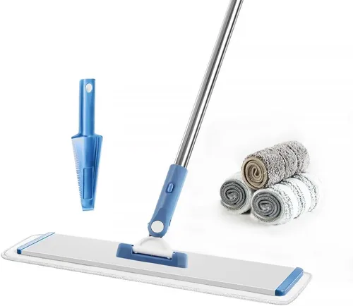 Miniatura 11 de CQT Sistema de limpieza de mopa de microfibra plana comercial de 18 pulgadas, madera dura en seco y polvo con 4 almohadillas lavables limpiador