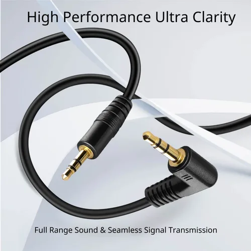Miniatura 2 de TNP Cable de audio macho a macho auxiliar de 0.138 in (3 pies) – Cable auxiliar de ángulo recto de 90 grados – Cable de conector de auriculares TRS