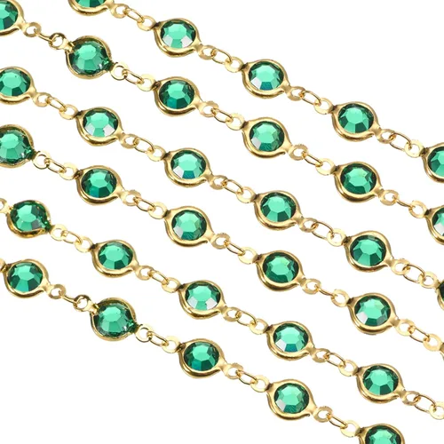 Miniatura 14 de uxcell Cadena de diamantes de imitación blancos de 2 yardas a granel con cadena de latón chapada en plata para hacer joyas, manualidades, pulseras
