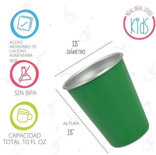 Miniatura 3 de Vasos de acero inoxidable para niños - Juego de 4 - Vasos de metal para niños y niños pequeños, vasos de primera calidad de 10 oz